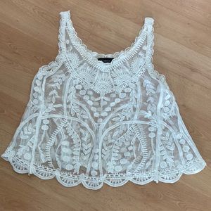 Sheer white lace Lili Blue tank